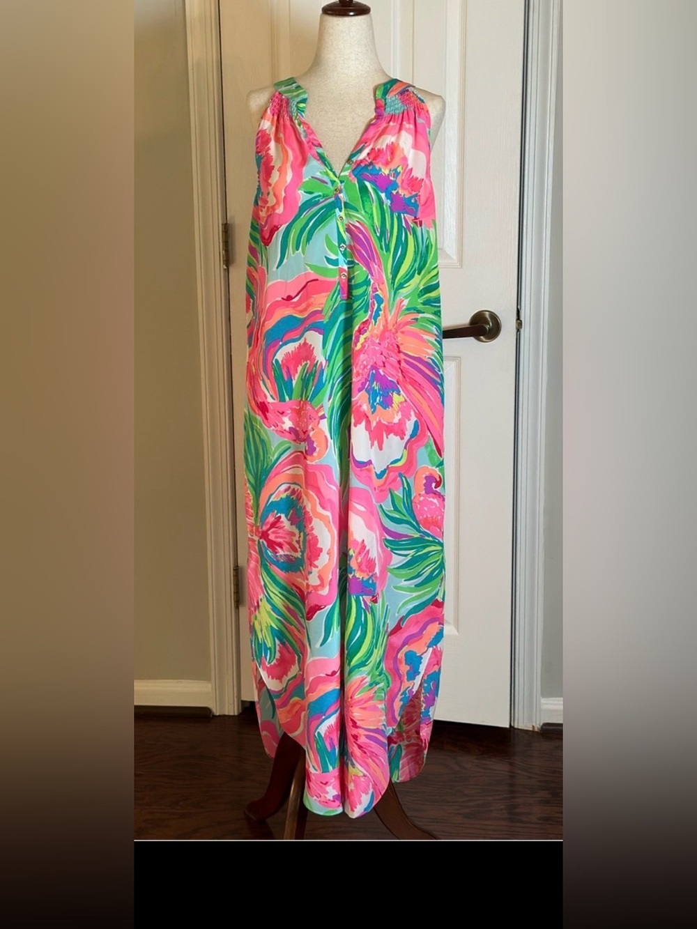 Lilly Pulitzer Silk Bailey Midi Dress in Serene Blue.  M